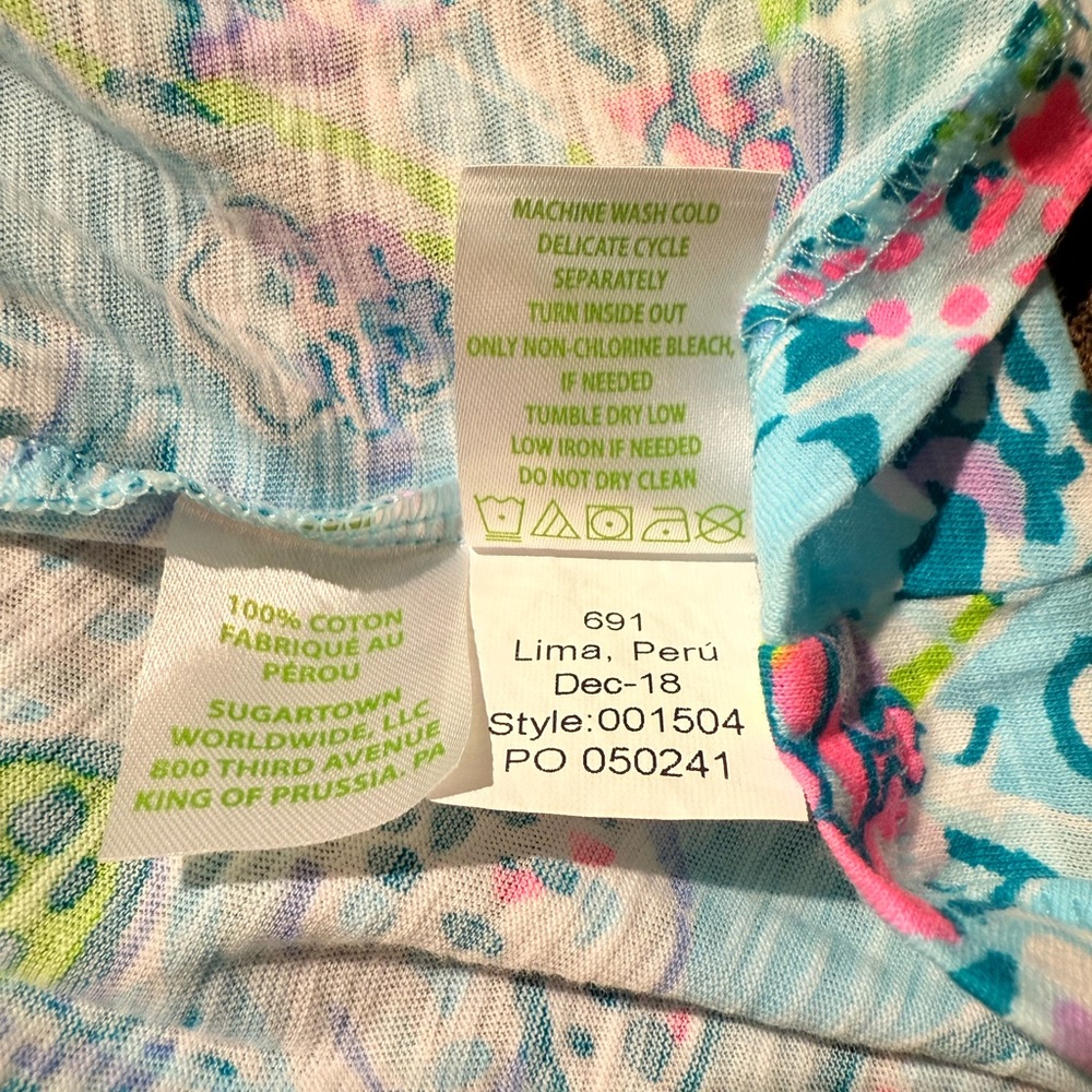 Lilly Pulitzer Bali Blue Sway This‎ Way Etta Tshirt Vneck Women’s XL 100%cotton - Picture 8 of 8